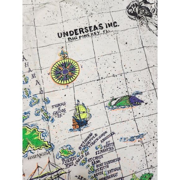 Vintage 90s Cayman Island Tropical Undersea Florida Ship AOP T Shirt Mens Medium - Picture 4 of 8